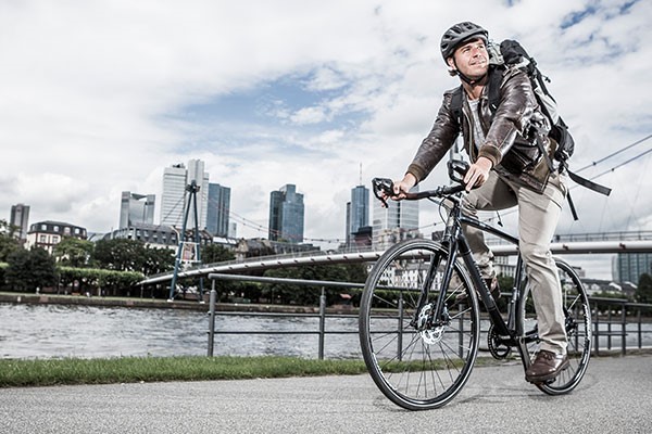 Commuter bike on an urban cycle lane